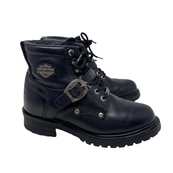 Harley-Davidson Shoes - Harley Davidson Women’s Black Leather Faded Glory Motorcycle Boots Sz 9.5